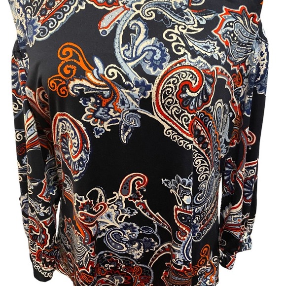 New Directions Size Large Cold Shoulder Comfortable Blue Dress Top - Picture 3 of 6